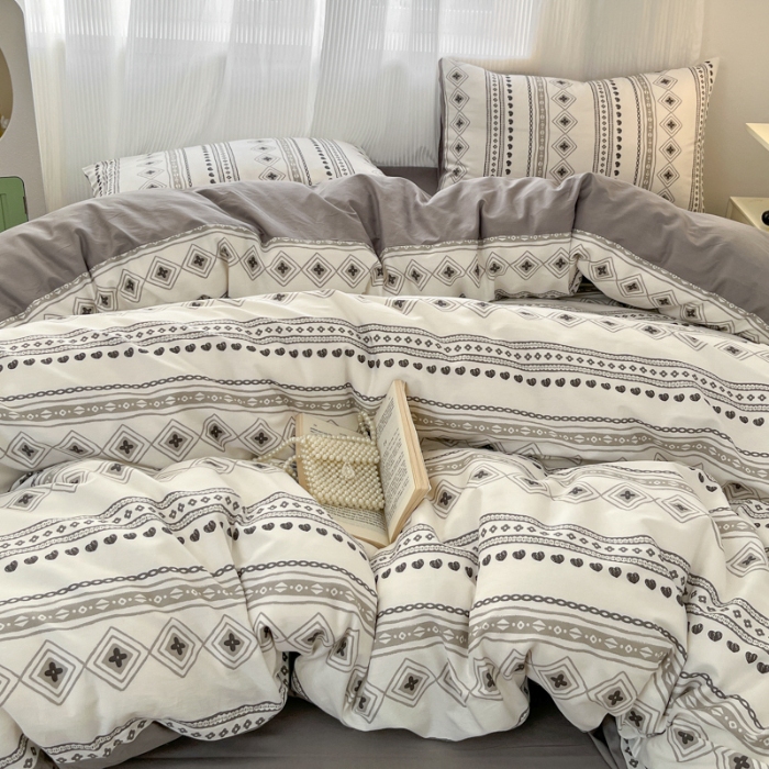 红牡丹北欧全棉床上四件套新款床品被套床单宿舍三件套纯棉床笠男