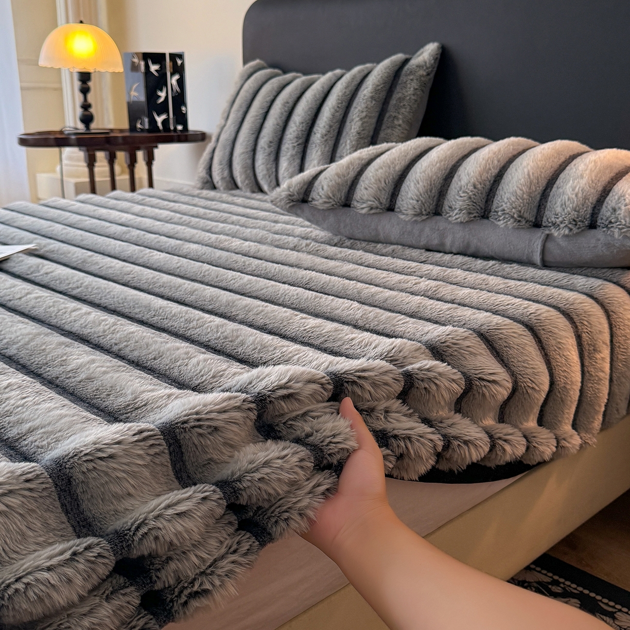 兔毛绒床笠罩冬季加绒加厚床单