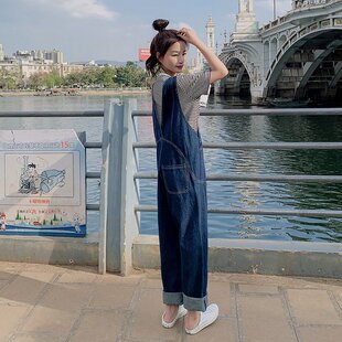 设计新款上市高腰感炸街牛仔背带裤女款韩版宽松显瘦休闲连体裤