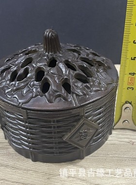 2026仿古竹篓香炉家用室内沉香熏香炉复古家用摆件