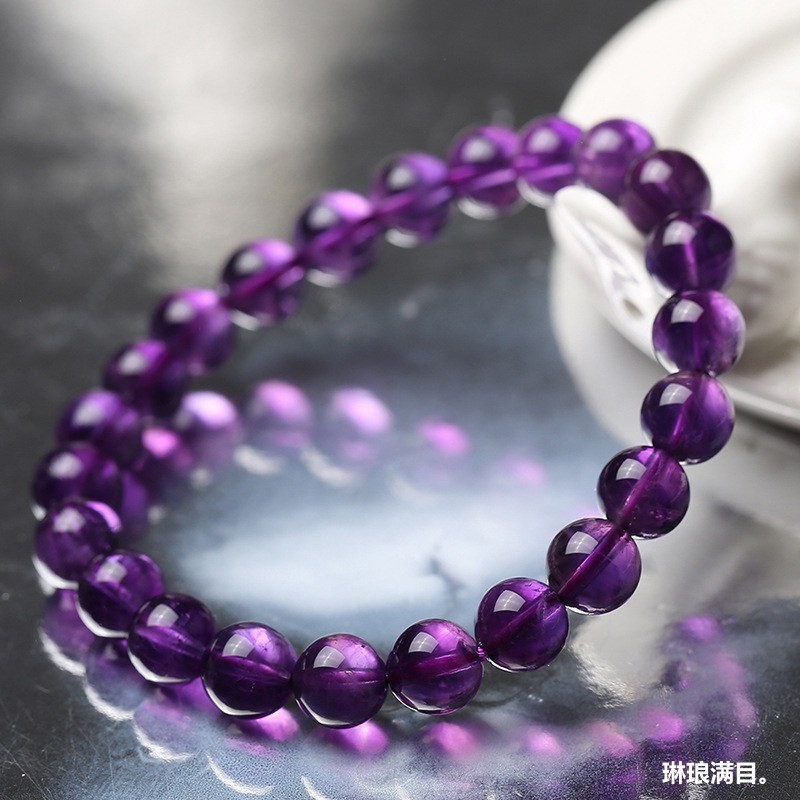 2025天然紫水晶手链乌拉圭紫色水晶单圈巴西手串女生日礼物饰品助