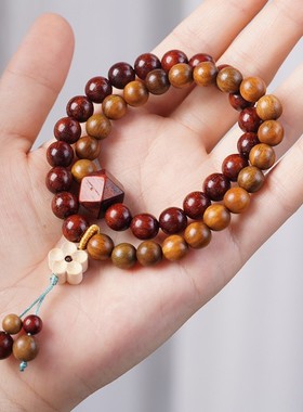 2026绿檀血檀双拼多圈手串DIY小花款 0.8小清新文玩气质手链厂家