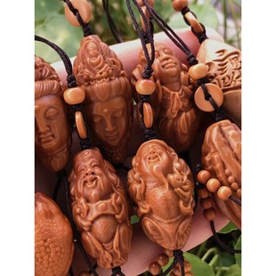 2026橄榄核单籽雕刻财神观音单颗吊坠挂件钥匙扣车挂把件佛头单颗