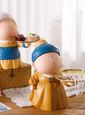 2026进门入户玄关钥匙收纳装饰品戴珍珠耳环少女托盘客厅家居创意