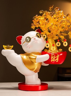2025发财树招财猫摆件开业礼物店铺收银台家居客厅装饰品乔迁新居