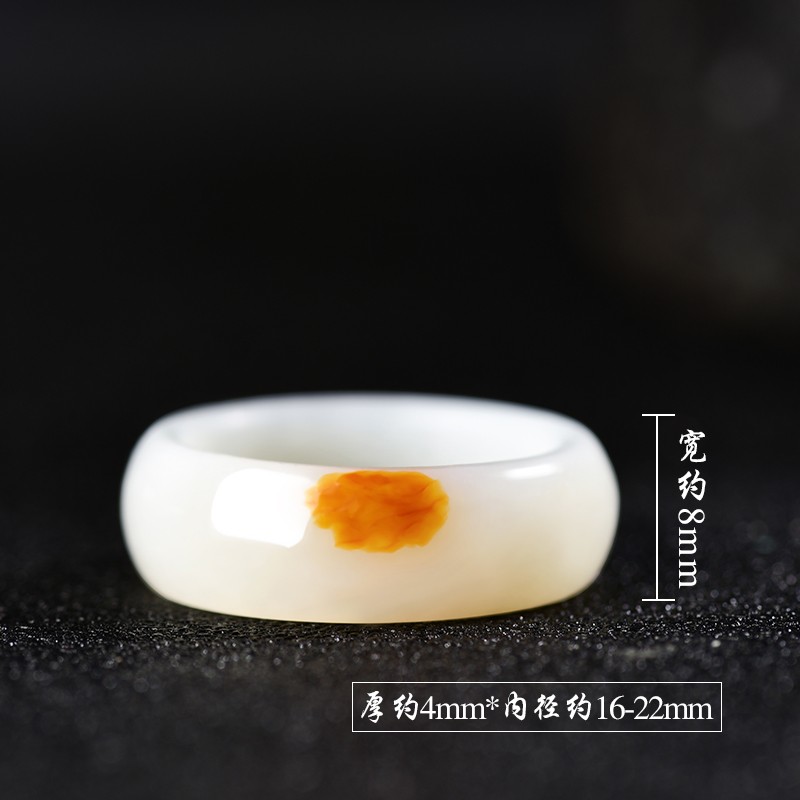 2025景禾 和田玉籽料洒金皮戒指男玉石扳指戒圈女款籽玉指环尾戒