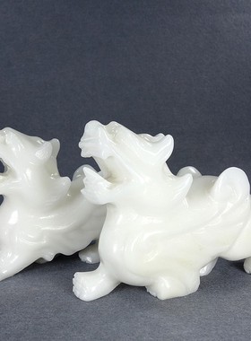 2026天然白玉貔貅摆件风水一对仿古皮休工艺品客厅新房酒柜装饰品