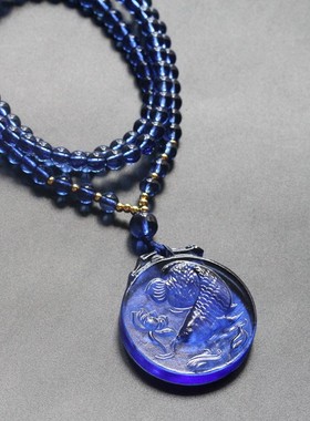 2026【厂家直销】古法琉璃 鱼图案吊坠情侣款龙腾盛世配108颗珠链