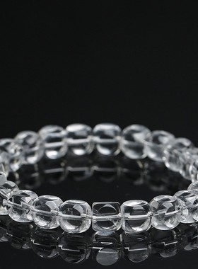 2026鸿初珠宝 天然白水晶糖豆手串 白水晶方糖切面不规则手链