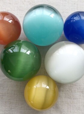 2026厂家 七彩猫眼球摆件客厅摆件把玩手球猫眼石水晶球风水球