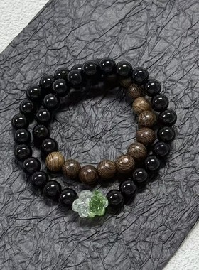 2026新款墨绿色森系小众串珠多层手链女设计高级感冷清系古风手链