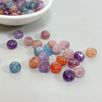 20265*8mm玉石算盘珠优化冰种浅彩碧玺DIY手工手链串珠国风扣子配