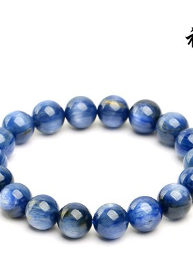 2026鸿初珠宝 天然蓝晶石圆珠手串 天然猫眼蓝晶石时尚浅蓝晶手链