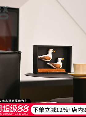 YBOX创意双鸟原木风情家居摆件