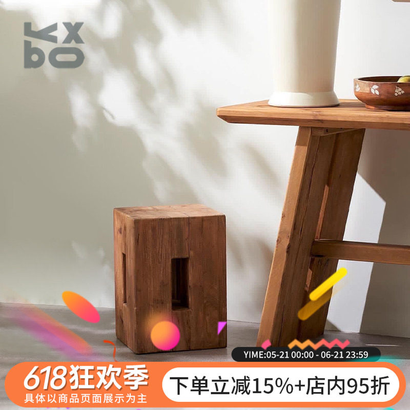 YBOX现代做旧复古风松木家居小木凳风格装饰类摆件茶室座椅