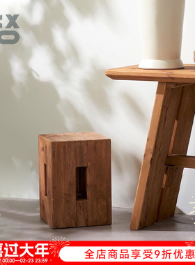YBOX现代做旧复古风松木家居小木凳风格装饰类摆件茶室座椅