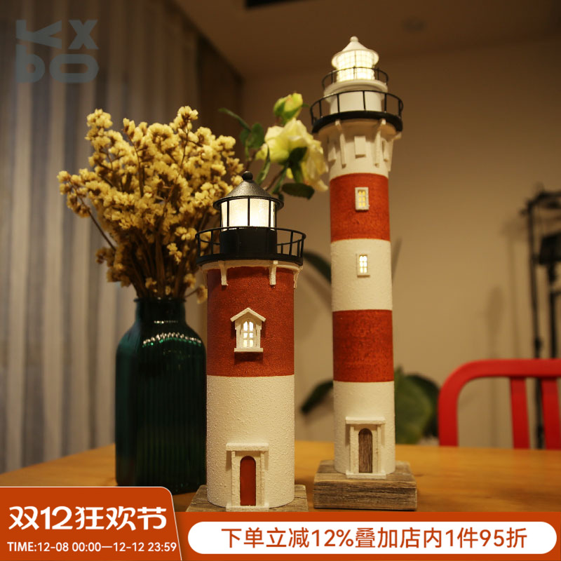 YBOX创意PVC复古发光灯塔摆件