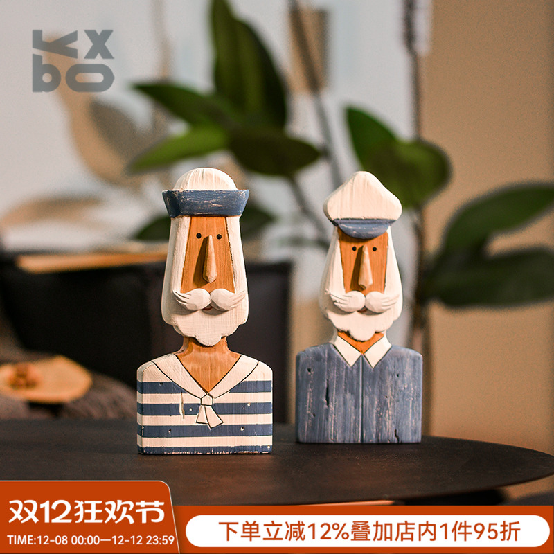YBOX蓝白海军风潮酷水手人像摆件