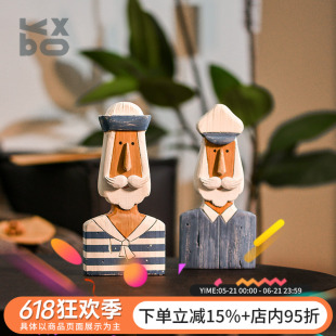 YBOX时尚家居蓝白海军风潮酷水手人像摆件水手情结情绪摆件装饰品
