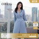 OBEG欧碧倩三醋酸中长款 外套104210 风衣女收腰通勤西装