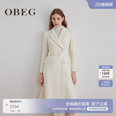 OBEG欧碧倩智性风羊毛粗花呢大衣50504560