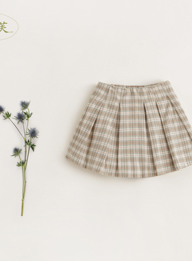 【打折】马克珍妮女童法兰绒格纹百褶裙裤儿童裙裤春装230302