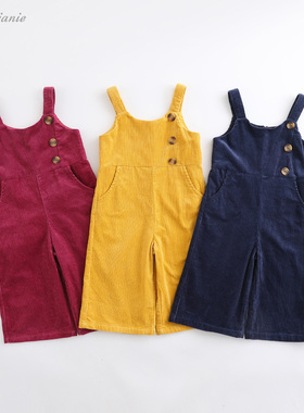 VP马克珍妮女童灯芯绒背带阔腿裤春2023新款纯棉休闲裤201363