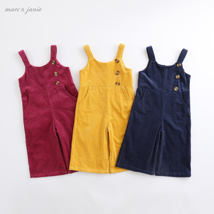 201363 纯棉休闲裤 VP马克珍妮女童灯芯绒背带阔腿裤 春2023新款