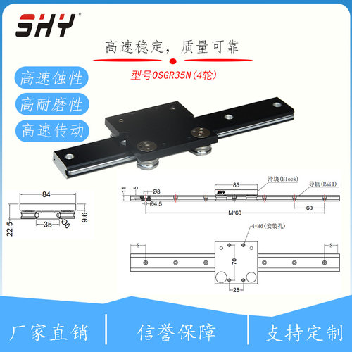 SHY深华亚OLGB35N-4/OLGB35N-6家具路轨滑块35MM宽载重型路轨滑轨