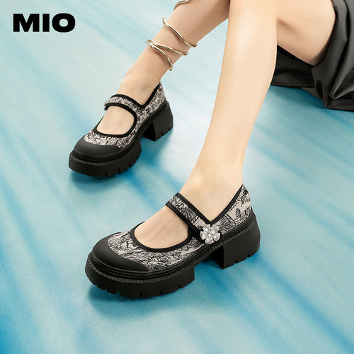 MIO女鞋圆头粗跟米奥玛丽珍日系