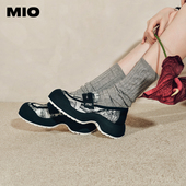 MIO米奥秋季 女鞋 圆头高跟国风复古厚底牛津鞋 舒适通勤单鞋