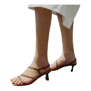 natursun一字带细跟凉鞋女新款夏季女式气质单鞋不累脚高跟鞋