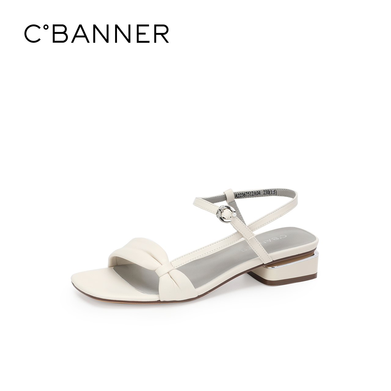 千百度女鞋夏季新款凉鞋法式气质优雅方头一字带凉鞋