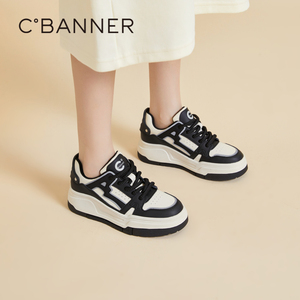 千百度厚底熊猫鞋女秋季新款增高休闲板鞋黑白鞋时尚运动鞋