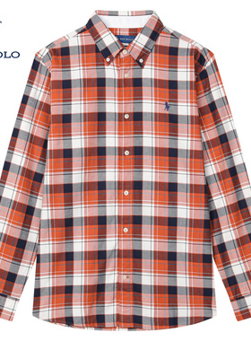 【纯棉】DIVPOLO保罗男士长袖衬衫格子2025秋季上衣衬衣MC02133J1