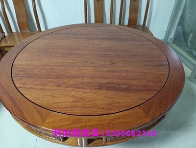 红木明式餐桌菠萝格吃饭圆桌格木1.2米1.3米实木餐台1桌6椅特价