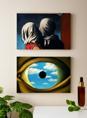 艺术海报 勒内·马格里特 超现实主义Rene Magritte书房装饰画