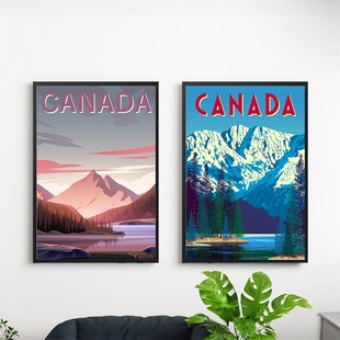 家居海报 加拿大风情 Canada魁北克洛基山装饰画客厅卧室轻奢现代