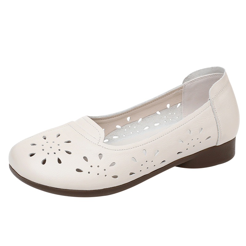 软皮妈妈鞋真皮软底中老年凉鞋