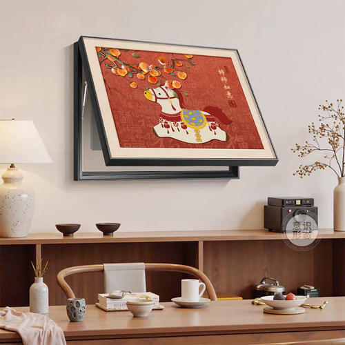 马上有福电表箱装饰画柿柿如意弱电源开关遮挡挂画配电箱盖面板
