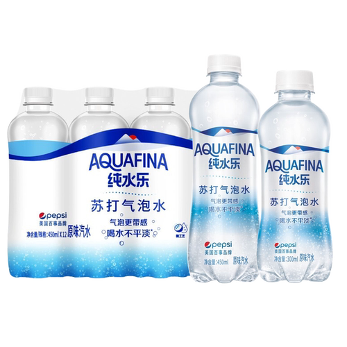 百事可乐纯水乐苏打气泡水410ml*24瓶特价0糖0卡原味气泡水饮品