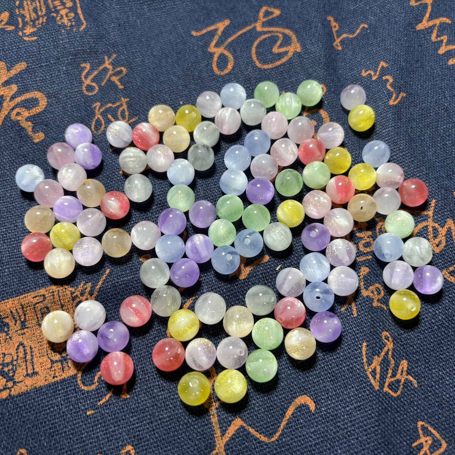 彩色混光变树脂手链diy串珠配件