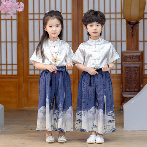 男女宝宝汉服套装新中式幼儿园古装毕业照中秋夏小学生六一表演服