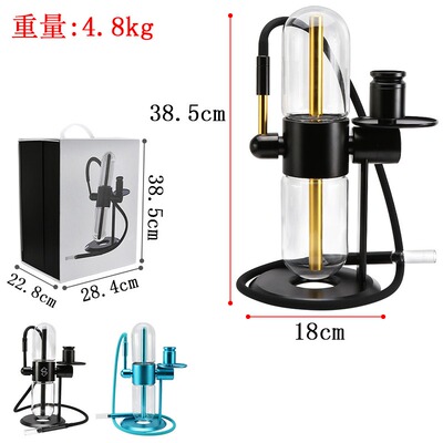 跨境热卖阿拉伯水烟 套装礼盒重力水烟壶透明bong玻璃hookah pipe