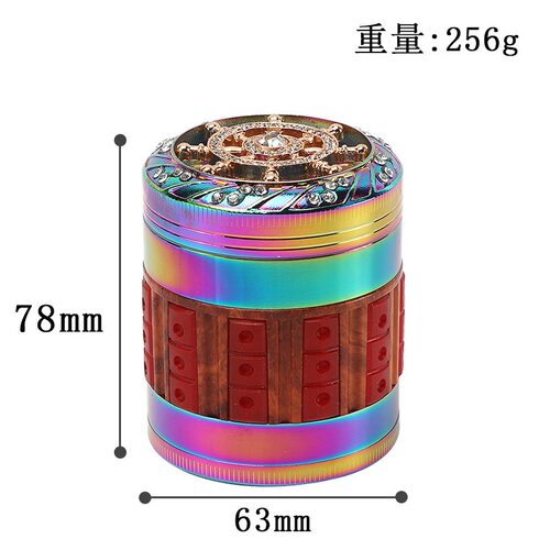 炫彩五层63MM带硅胶磨烟器手动烟草研磨器配件碎烟器烟具grinder