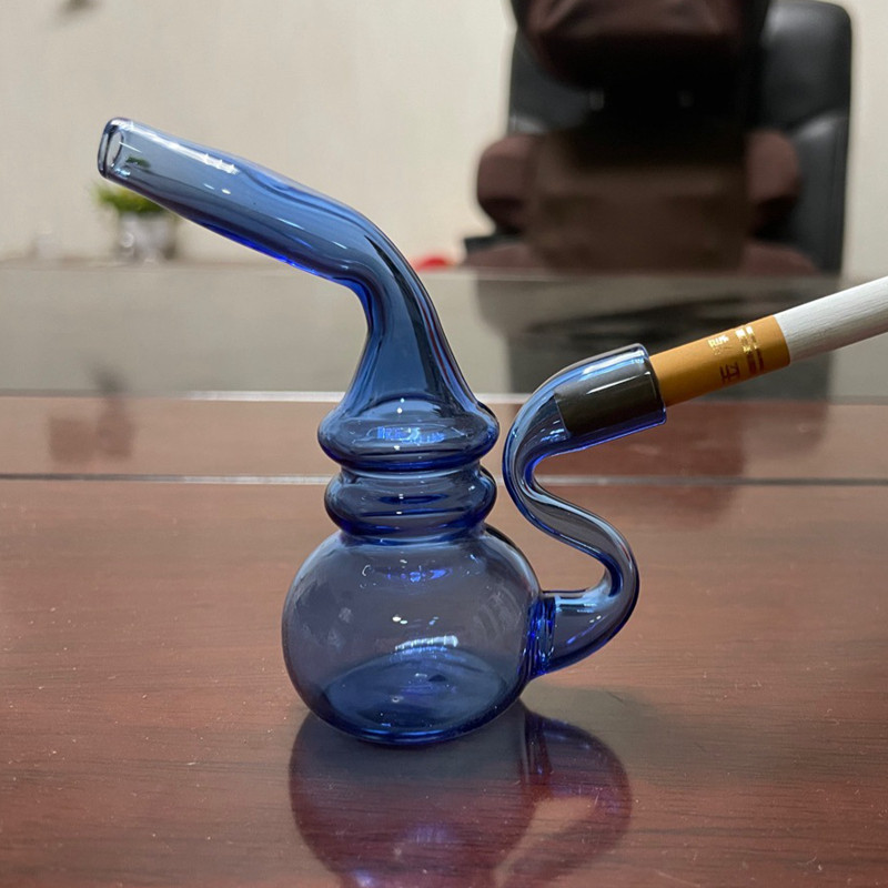 粗支用彩色玻璃水烟壶水过滤健康烟斗