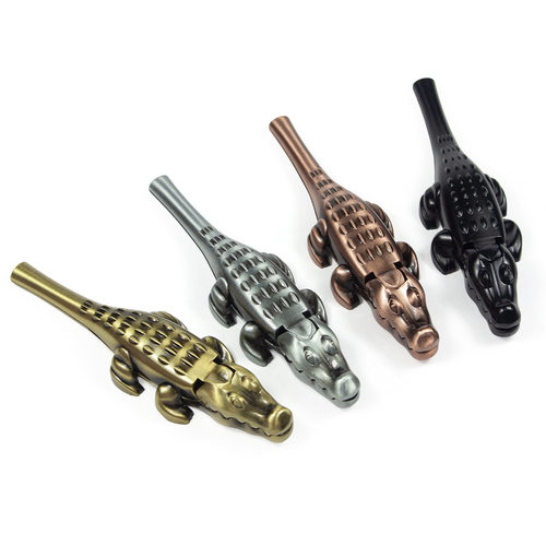 跨境新品锌合金复古色鳄鱼造型金属烟斗小巧创意可拆卸烟斗Pipe