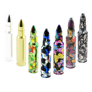 跨境现货便携金属铝合金子弹造型金属包花迷彩过滤烟斗烟具pipe