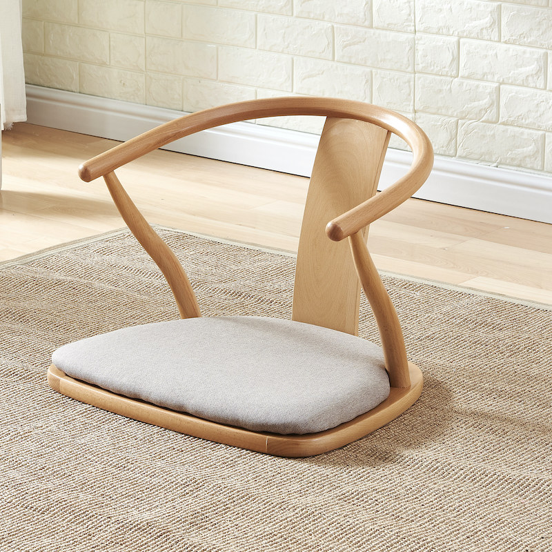 榻榻米座椅床上靠背椅飘窗椅日式打坐和式椅实木无脚凳子扶手茶椅