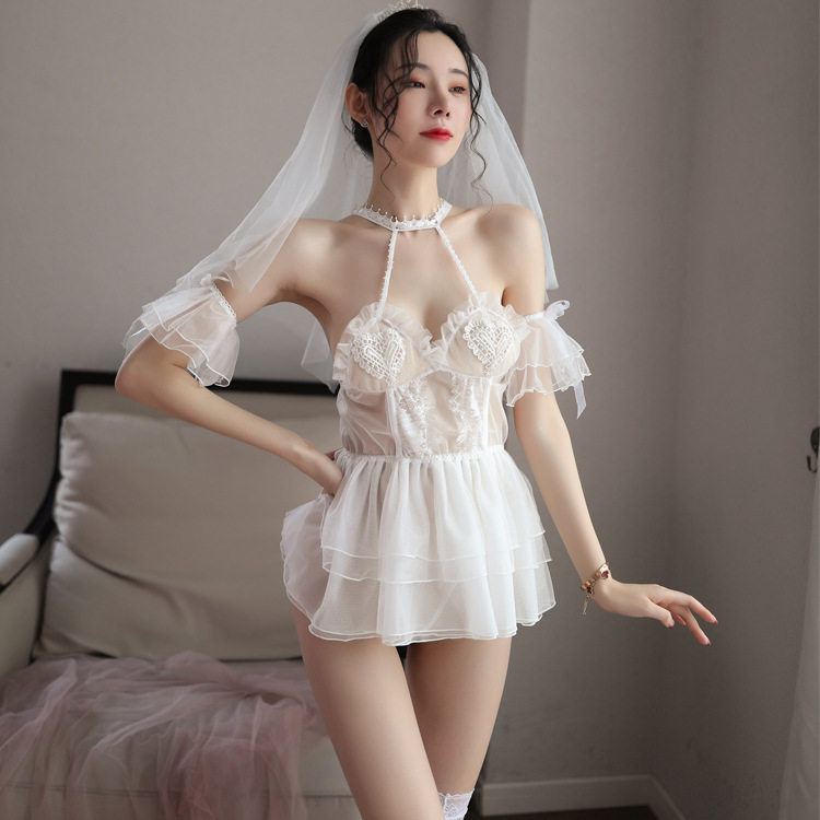 情趣内衣新娘装女激情制服蕾丝清纯甜美婚纱性感透明公主套装2040